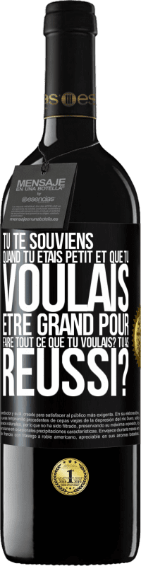 39,95 € Envoi gratuit | Vin rouge Édition RED MBE Réserve Tu te souviens quand tu étais petit et que tu voulais être grand pour faire tout ce que tu voulais? Tu as réussi? Étiquette Noire. Étiquette personnalisable Réserve 12 Mois Récolte 2015 Tempranillo