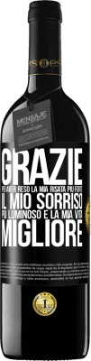 39,95 € Spedizione Gratuita | Vino rosso Edizione RED MBE Riserva Grazie per aver reso la mia risata più forte, il mio sorriso più luminoso e la mia vita migliore Etichetta Nera. Etichetta personalizzabile Riserva 12 Mesi Raccogliere 2014 Tempranillo