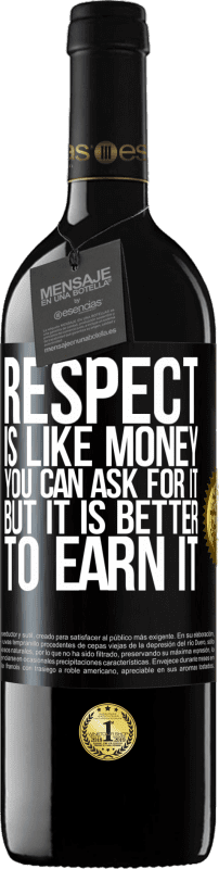 39,95 € Free Shipping | Red Wine RED Edition MBE Reserve Respect is like money. You can ask for it, but it is better to earn it Black Label. Customizable label Reserve 12 Months Harvest 2015 Tempranillo