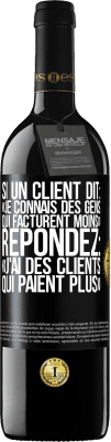 39,95 € Envoi gratuit | Vin rouge Édition RED MBE Réserve Si un client dit: «je connais des gens qui facturent moins», répondez: «j'ai des clients qui paient plus» Étiquette Noire. Étiquette personnalisable Réserve 12 Mois Récolte 2014 Tempranillo