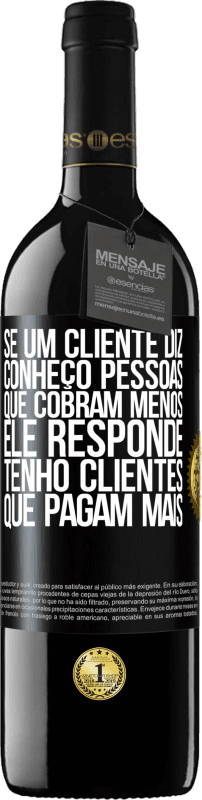 39,95 € Envio grátis | Vinho tinto Edição RED MBE Reserva Se um cliente diz Conheço pessoas que cobram menos, ele responde Tenho clientes que pagam mais Etiqueta Preta. Etiqueta personalizável Reserva 12 Meses Colheita 2015 Tempranillo