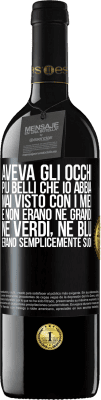 39,95 € Spedizione Gratuita | Vino rosso Edizione RED MBE Riserva Aveva gli occhi più belli che io abbia mai visto con i miei. E non erano né grandi, né verdi, né blu. Erano semplicemente Etichetta Nera. Etichetta personalizzabile Riserva 12 Mesi Raccogliere 2015 Tempranillo