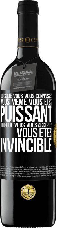 39,95 € Envoi gratuit | Vin rouge Édition RED MBE Réserve Lorsque vous vous connaissez vous même vous êtes puissant. Lorsque vous vous acceptez vous êtes invincible Étiquette Noire. Étiquette personnalisable Réserve 12 Mois Récolte 2015 Tempranillo