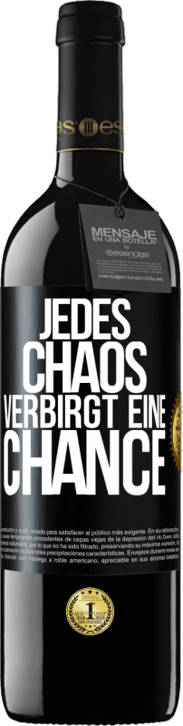 39,95 € Kostenloser Versand | Rotwein RED Ausgabe MBE Reserve Jedes Chaos verbirgt eine Chance Schwarzes Etikett. Anpassbares Etikett Reserve 12 Monate Ernte 2016 Tempranillo