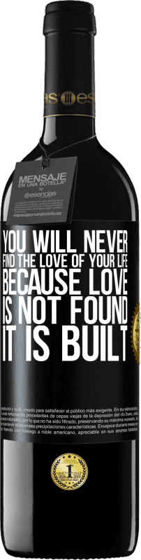 39,95 € Free Shipping | Red Wine RED Edition MBE Reserve You will never find the love of your life. Because love is not found, it is built Black Label. Customizable label Reserve 12 Months Harvest 2016 Tempranillo