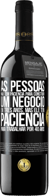 39,95 € Envio grátis | Vinho tinto Edição RED MBE Reserva As pessoas não têm paciência para construir um negócio em três anos. Mas ele tem paciência para trabalhar por 40 anos Etiqueta Preta. Etiqueta personalizável Reserva 12 Meses Colheita 2015 Tempranillo