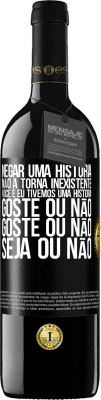 39,95 € Envio grátis | Vinho tinto Edição RED MBE Reserva Negar uma história não a torna inexistente. Você e eu tivemos uma história. Goste ou não. Goste ou não. Seja ou não Etiqueta Preta. Etiqueta personalizável Reserva 12 Meses Colheita 2014 Tempranillo