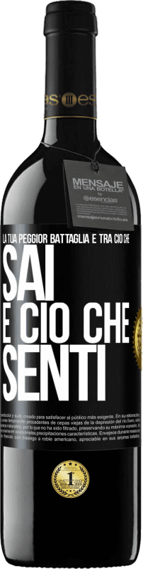 39,95 € Spedizione Gratuita | Vino rosso Edizione RED MBE Riserva La tua peggior battaglia è tra ciò che sai e ciò che senti Etichetta Nera. Etichetta personalizzabile Riserva 12 Mesi Raccogliere 2015 Tempranillo