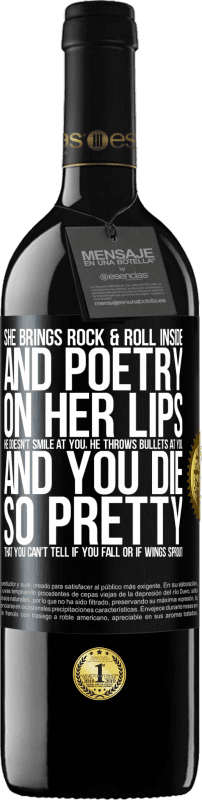 39,95 € Free Shipping | Red Wine RED Edition MBE Reserve She brings Rock & Roll inside and poetry on her lips. He doesn't smile at you, he throws bullets at you, and you die so Black Label. Customizable label Reserve 12 Months Harvest 2015 Tempranillo