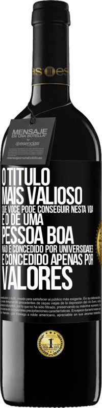 39,95 € Envio grátis | Vinho tinto Edição RED MBE Reserva O título mais valioso que você pode conseguir nesta vida é o de uma pessoa boa, não é concedido por universidades, é Etiqueta Preta. Etiqueta personalizável Reserva 12 Meses Colheita 2014 Tempranillo