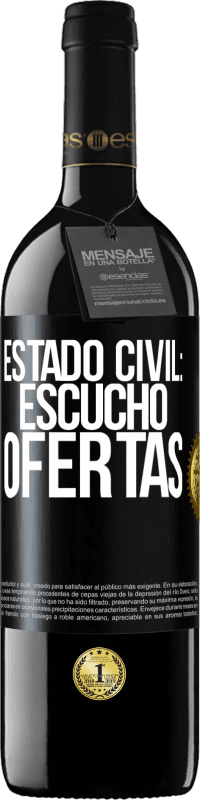 39,95 € Envío gratis | Vino Tinto Edición RED MBE Reserva Estado civil: escucho ofertas Etiqueta Negra. Etiqueta personalizable Reserva 12 Meses Cosecha 2015 Tempranillo