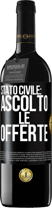 39,95 € Spedizione Gratuita | Vino rosso Edizione RED MBE Riserva Stato civile: ascolto le offerte Etichetta Nera. Etichetta personalizzabile Riserva 12 Mesi Raccogliere 2014 Tempranillo