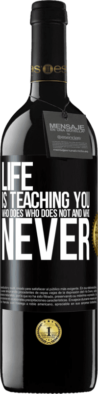 39,95 € Free Shipping | Red Wine RED Edition MBE Reserve Life is teaching you who does, who does not and who never Black Label. Customizable label Reserve 12 Months Harvest 2014 Tempranillo