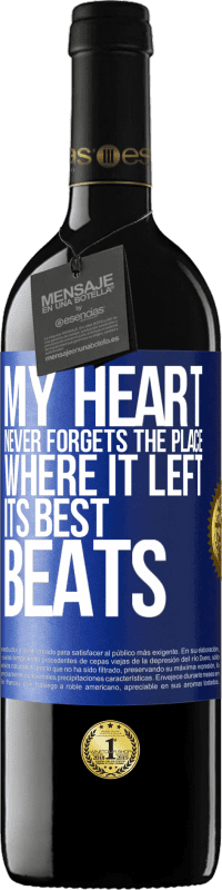 39,95 € Free Shipping | Red Wine RED Edition MBE Reserve My heart never forgets the place where it left its best beats Blue Label. Customizable label Reserve 12 Months Harvest 2015 Tempranillo