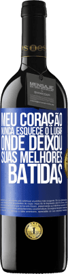 39,95 € Envio grátis | Vinho tinto Edição RED MBE Reserva Meu coração nunca esquece o lugar onde deixou suas melhores batidas Etiqueta Azul. Etiqueta personalizável Reserva 12 Meses Colheita 2014 Tempranillo