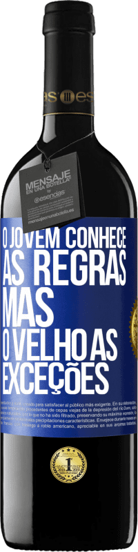 39,95 € Envio grátis | Vinho tinto Edição RED MBE Reserva O jovem conhece as regras, mas o velho as exceções Etiqueta Azul. Etiqueta personalizável Reserva 12 Meses Colheita 2015 Tempranillo