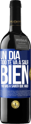 39,95 € Envío gratis | Vino Tinto Edición RED MBE Reserva Un día todo te va a salir bien y no vas a saber qué hacer Etiqueta Azul. Etiqueta personalizable Reserva 12 Meses Cosecha 2016 Tempranillo