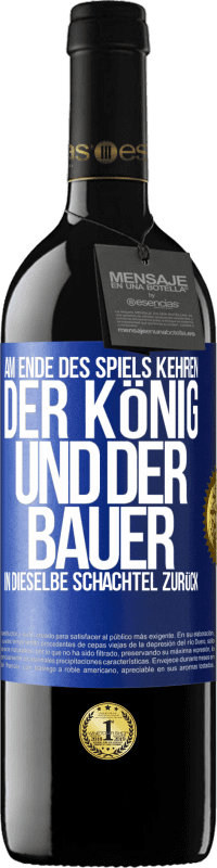 39,95 € Kostenloser Versand | Rotwein RED Ausgabe MBE Reserve Am Ende des Spiels kehren der König und der Bauer in dieselbe Schachtel zurück Blaue Markierung. Anpassbares Etikett Reserve 12 Monate Ernte 2016 Tempranillo