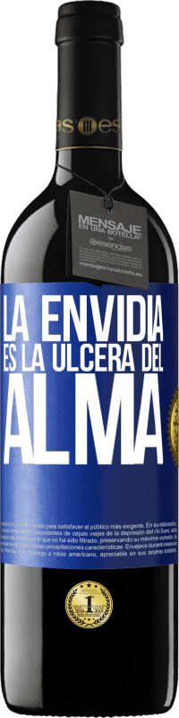 39,95 € Envío gratis | Vino Tinto Edición RED MBE Reserva La envidia es la úlcera del alma Etiqueta Azul. Etiqueta personalizable Reserva 12 Meses Cosecha 2015 Tempranillo