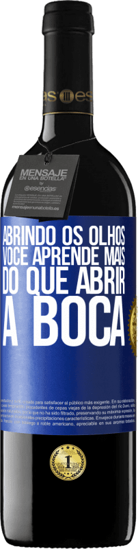 39,95 € Envio grátis | Vinho tinto Edição RED MBE Reserva Abrindo os olhos, você aprende mais do que abrir a boca Etiqueta Azul. Etiqueta personalizável Reserva 12 Meses Colheita 2015 Tempranillo