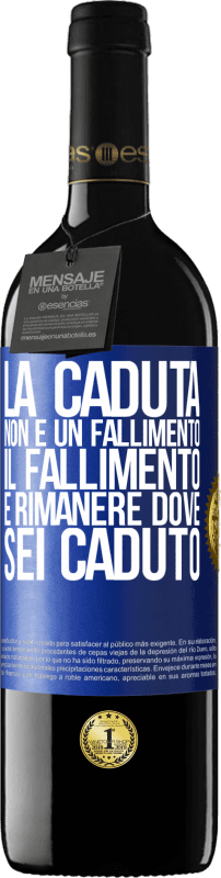 39,95 € Spedizione Gratuita | Vino rosso Edizione RED MBE Riserva La caduta non è un fallimento. Il fallimento è rimanere dove sei caduto Etichetta Blu. Etichetta personalizzabile Riserva 12 Mesi Raccogliere 2015 Tempranillo