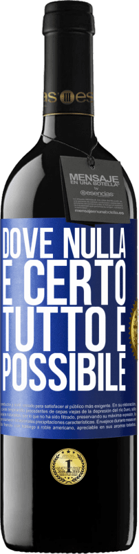 39,95 € Spedizione Gratuita | Vino rosso Edizione RED MBE Riserva Dove nulla è certo, tutto è possibile Etichetta Blu. Etichetta personalizzabile Riserva 12 Mesi Raccogliere 2016 Tempranillo
