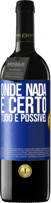 39,95 € Envio grátis | Vinho tinto Edição RED MBE Reserva Onde nada é certo, tudo é possível Etiqueta Azul. Etiqueta personalizável Reserva 12 Meses Colheita 2015 Tempranillo