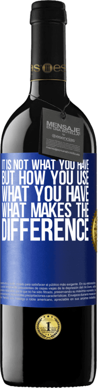 39,95 € Free Shipping | Red Wine RED Edition MBE Reserve It is not what you have, but how you use what you have, what makes the difference Blue Label. Customizable label Reserve 12 Months Harvest 2015 Tempranillo