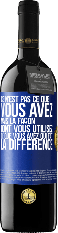 39,95 € Envoi gratuit | Vin rouge Édition RED MBE Réserve Ce n'est pas ce que vous avez, mais la façon dont vous utilisez ce que vous avez qui fait la différence Étiquette Bleue. Étiquette personnalisable Réserve 12 Mois Récolte 2015 Tempranillo