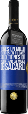 39,95 € Envío gratis | Vino Tinto Edición RED MBE Reserva Tienes un millón de euros en tu cabeza. Sólo tienes que encontrar la manera de sacarlo Etiqueta Azul. Etiqueta personalizable Reserva 12 Meses Cosecha 2015 Tempranillo