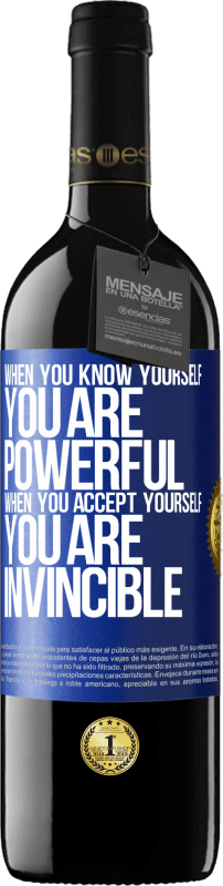 39,95 € Free Shipping | Red Wine RED Edition MBE Reserve When you know yourself, you are powerful. When you accept yourself, you are invincible Blue Label. Customizable label Reserve 12 Months Harvest 2015 Tempranillo