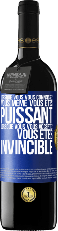 39,95 € Envoi gratuit | Vin rouge Édition RED MBE Réserve Lorsque vous vous connaissez vous même vous êtes puissant. Lorsque vous vous acceptez vous êtes invincible Étiquette Bleue. Étiquette personnalisable Réserve 12 Mois Récolte 2015 Tempranillo