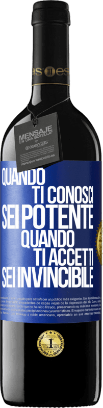 39,95 € Spedizione Gratuita | Vino rosso Edizione RED MBE Riserva Quando ti conosci, sei potente. Quando ti accetti, sei invincibile Etichetta Blu. Etichetta personalizzabile Riserva 12 Mesi Raccogliere 2016 Tempranillo