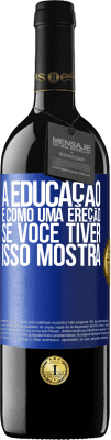 39,95 € Envio grátis | Vinho tinto Edição RED MBE Reserva A educação é como uma ereção. Se você tiver, isso mostra Etiqueta Azul. Etiqueta personalizável Reserva 12 Meses Colheita 2015 Tempranillo