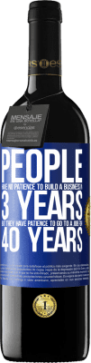 39,95 € Free Shipping | Red Wine RED Edition MBE Reserve People have no patience to build a business in 3 years. But he has patience to go to a job for 40 years Blue Label. Customizable label Reserve 12 Months Harvest 2015 Tempranillo