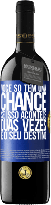 39,95 € Envio grátis | Vinho tinto Edição RED MBE Reserva Você só tem uma chance. Se isso acontece duas vezes, é o seu destino Etiqueta Azul. Etiqueta personalizável Reserva 12 Meses Colheita 2015 Tempranillo