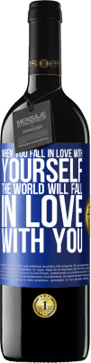 39,95 € Free Shipping | Red Wine RED Edition MBE Reserve When you fall in love with yourself, the world will fall in love with you Blue Label. Customizable label Reserve 12 Months Harvest 2015 Tempranillo