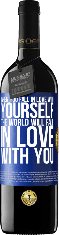 39,95 € Free Shipping | Red Wine RED Edition MBE Reserve When you fall in love with yourself, the world will fall in love with you Blue Label. Customizable label Reserve 12 Months Harvest 2014 Tempranillo