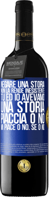 39,95 € Spedizione Gratuita | Vino rosso Edizione RED MBE Riserva Negare una storia non la rende inesistente. Tu ed io avevamo una storia. Piaccia o no. Mi piace o no. Se o no Etichetta Blu. Etichetta personalizzabile Riserva 12 Mesi Raccogliere 2015 Tempranillo