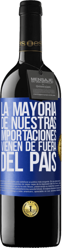 39,95 € Envío gratis | Vino Tinto Edición RED MBE Reserva La mayoría de nuestras importaciones vienen de fuera del país Etiqueta Azul. Etiqueta personalizable Reserva 12 Meses Cosecha 2016 Tempranillo