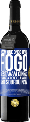 39,95 € Envio grátis | Vinho tinto Edição RED MBE Reserva Dizem que onde havia fogo, restavam cinzas. Se você aprendeu a varrer, não sobrou nada Etiqueta Azul. Etiqueta personalizável Reserva 12 Meses Colheita 2016 Tempranillo