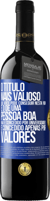 39,95 € Envio grátis | Vinho tinto Edição RED MBE Reserva O título mais valioso que você pode conseguir nesta vida é o de uma pessoa boa, não é concedido por universidades, é Etiqueta Azul. Etiqueta personalizável Reserva 12 Meses Colheita 2015 Tempranillo