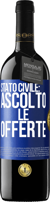 39,95 € Spedizione Gratuita | Vino rosso Edizione RED MBE Riserva Stato civile: ascolto le offerte Etichetta Blu. Etichetta personalizzabile Riserva 12 Mesi Raccogliere 2014 Tempranillo