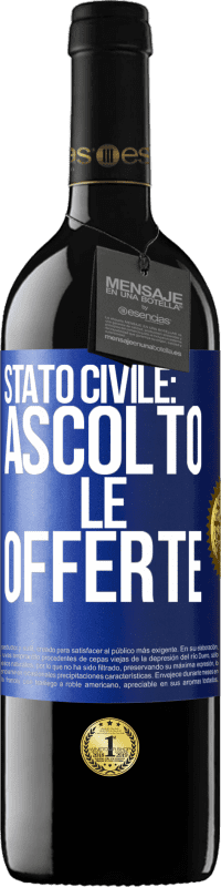 39,95 € Spedizione Gratuita | Vino rosso Edizione RED MBE Riserva Stato civile: ascolto le offerte Etichetta Blu. Etichetta personalizzabile Riserva 12 Mesi Raccogliere 2016 Tempranillo