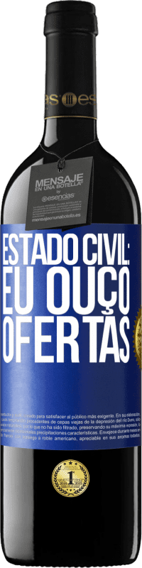 39,95 € Envio grátis | Vinho tinto Edição RED MBE Reserva Estado civil: eu ouço ofertas Etiqueta Azul. Etiqueta personalizável Reserva 12 Meses Colheita 2015 Tempranillo