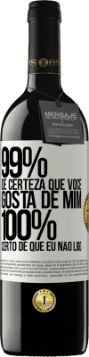 39,95 € Envio grátis | Vinho tinto Edição RED MBE Reserva 99% de certeza que você gosta de mim. 100% certo de que eu não ligo Etiqueta Branca. Etiqueta personalizável Reserva 12 Meses Colheita 2015 Tempranillo