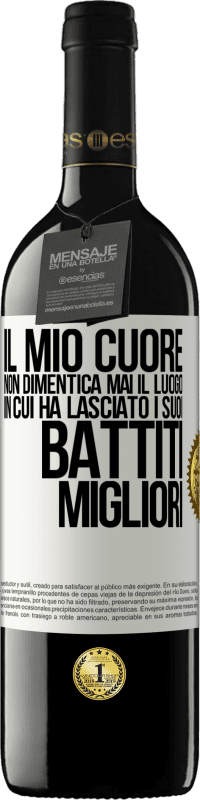 39,95 € Spedizione Gratuita | Vino rosso Edizione RED MBE Riserva Il mio cuore non dimentica mai il luogo in cui ha lasciato i suoi battiti migliori Etichetta Bianca. Etichetta personalizzabile Riserva 12 Mesi Raccogliere 2015 Tempranillo