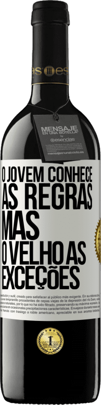 39,95 € Envio grátis | Vinho tinto Edição RED MBE Reserva O jovem conhece as regras, mas o velho as exceções Etiqueta Branca. Etiqueta personalizável Reserva 12 Meses Colheita 2015 Tempranillo