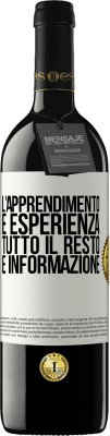 39,95 € Spedizione Gratuita | Vino rosso Edizione RED MBE Riserva L'apprendimento è esperienza. Tutto il resto è informazione Etichetta Bianca. Etichetta personalizzabile Riserva 12 Mesi Raccogliere 2016 Tempranillo