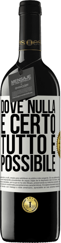 39,95 € Spedizione Gratuita | Vino rosso Edizione RED MBE Riserva Dove nulla è certo, tutto è possibile Etichetta Bianca. Etichetta personalizzabile Riserva 12 Mesi Raccogliere 2015 Tempranillo